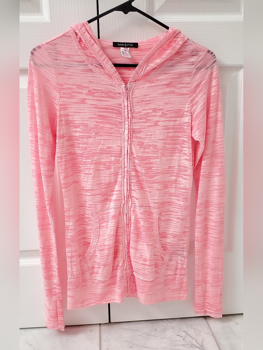 Light Pink Burn-out Zip Hoodie